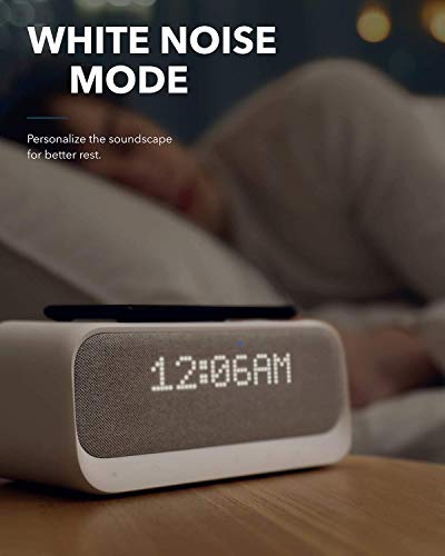Soundcore Wakey Bluetooth Speakers Powered by Anker with Alarm Clock, Grey Colour, Stereo Sound, FM Radio, Qi Wireless Charger with 7.5W Charging for iPhone and 10W for Samsung
