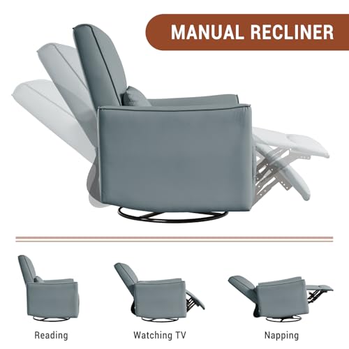 Sillón giratorio reclinable con tapizado gris miniatura 5