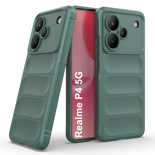 Image of Zapcase Back Case Cover for Realme P4 5G | Compatible for Realme P4 5G Back Cover | Liquid Silicon Magic Case with Camera Protection | Dark Green