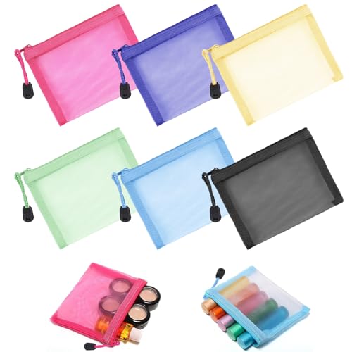 Qixiang CB Nylon Mesh Zipper Cosmetic Bags lipstick bag,Mesh Makeup Pouches Travel Organizer Case for Purse Organizer,Makeup Travel Cases Pencil Case Travel Organizers
