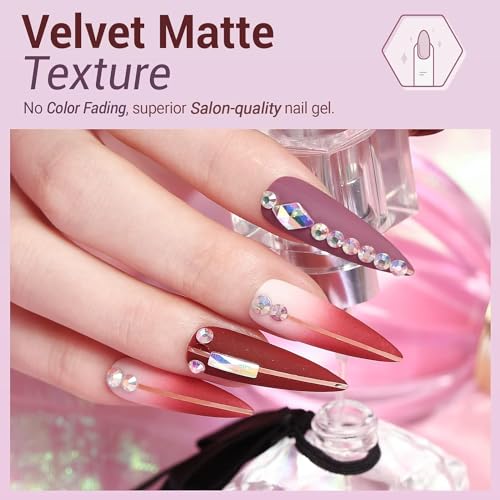Image of Bolt Bee Gel Nail Polish Kit Gel Nail Polish- 6 Colors Winter Fall Brown Purple Burgundy Red Peach Pink Polish Soak Off for Women DIY Home Salon (Antique Rose (49+60+134+99+10+111))