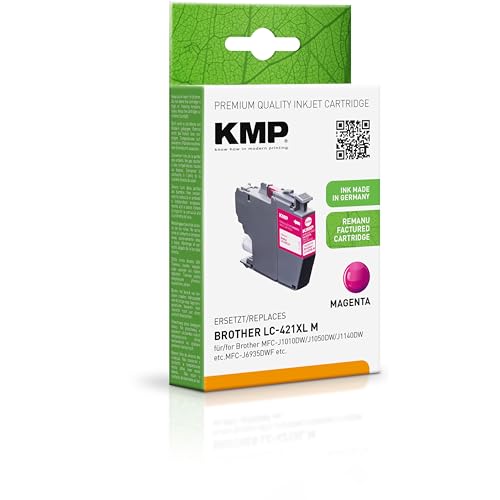 KMP Cartouche d'encre Compatible avec Brother LC421XLM Magenta – 1548,4006 – pour Brother MFC-J1010DW, J1050DW, J1140DW, etc.