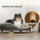 PawHut Hundesofa Hundecouch, Waschbarer Bezug, Haustiersofa mit Rückenlehne und Holzbeine, Katzensofa, Hundbett für mittelgroße Hunde unter 25 kg, 90cm x 78cm x 25cm, Grau