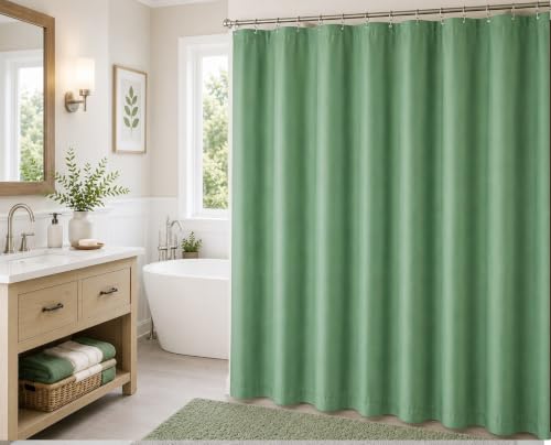 BH Home Shower Curtain Polyester Fabric Water Resistant Shower Curtain or Liner. Hotel Collection Quality.(Green)