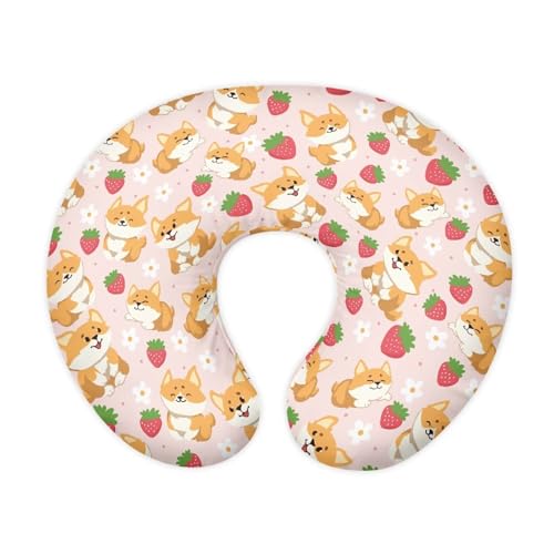 Image of Corgi Strawberry Nursing Pillow Cover for Bottle Feeding, Removable Breathable Nursing Pillow Case for Baby Boy Girl, Durable Custom Gifts