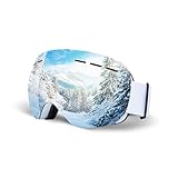 [ZTZV] スキーゴーグル スノーゴーグル スノーボードゴーグル アップグレ ード スノースポーツ用ゴーグル 【2025新登場】防止 紫外線 防風/防雪/曇り 防止 メガネ対応 軽量と耐衝撃 適用大人男女の登山またはスキー用のスポーツゴーグル (ホワイトフレーム/グレーディープ水銀メッキレンズ) (ホワイトフレーム/グレーディープ水銀メッキレンズ)