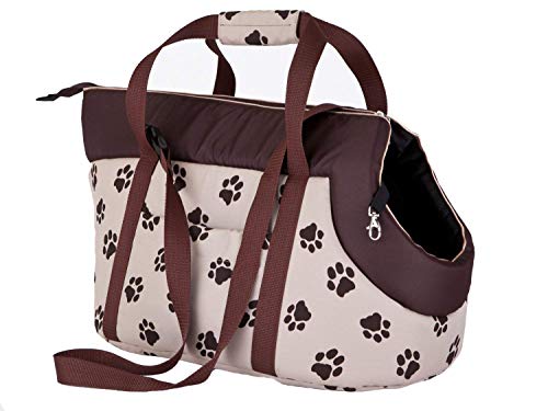 Hobbydog Bolsa de Transporte para Perros y Gatos, tamaño 1, Beige con Estampado de Patas