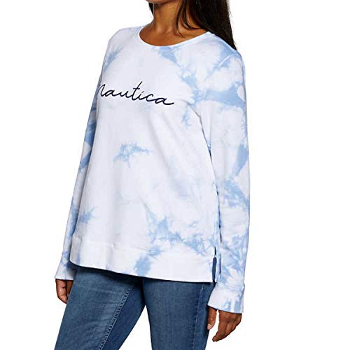 Nautica Women's Long Sleeve Crewneck Pullover (Pale Blue, L) #TOP2