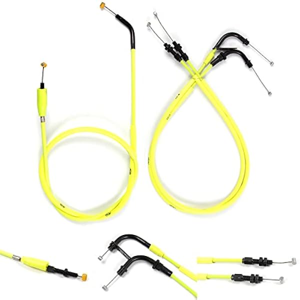 Kabel przepustnicy i kabel sprzęgła do Suzuki GSXR 600 750 2006-2010 akcesoria motocyklowe przewody ze stali nierdzewnej guma GSX R600 R750 GSX R 600 750 GSXR600 GSXR750 żółty 2007 2008 2009