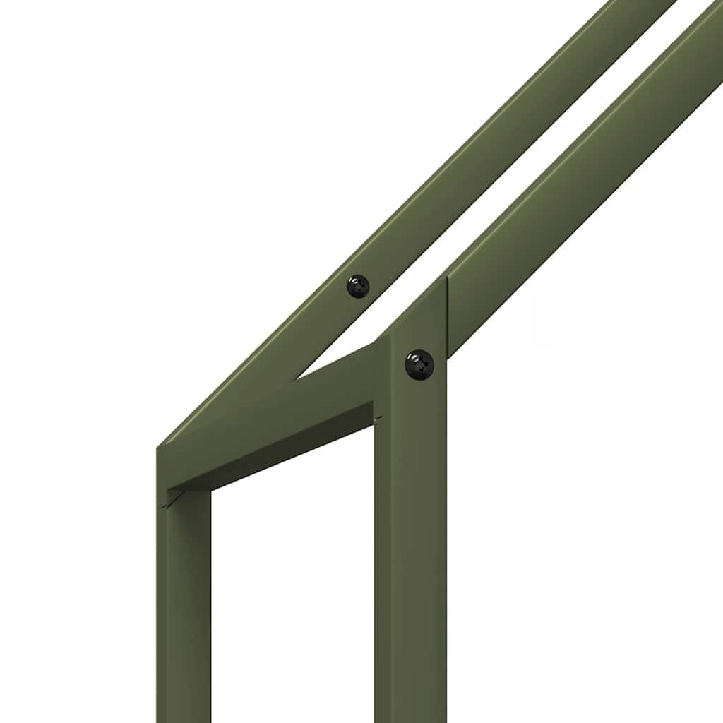 Brokky 864302 Rastrelliera per Legna da Ardere Verde Oliva 40x25x120 cm Legnaia da Esterno in Metallo, Ripiano per Legna da Ardere, Portalegna