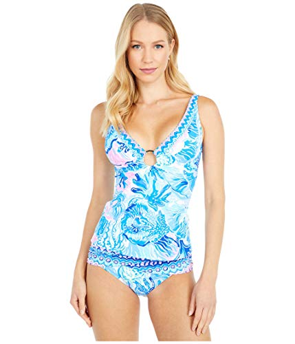 Lilly Pulitzer Brenta Tankini Saltwater Blue Shade Seekers Engineered Swim 10