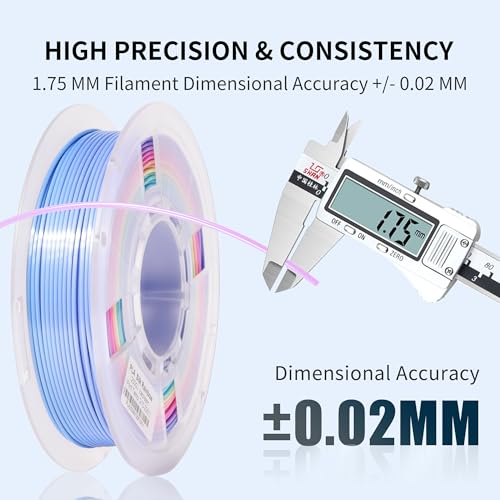 Image of RAMBERY Silk Rainbow PLA 3D Printer Filament Bundle Shiny Multicolored Filament 1.75mm Fast Color Change 3D Printing Filament for Most 3D Printer, 4 Spools 250g Each (2.2lbs)