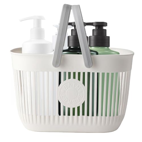 Shower Bin - Large Shower Storage Basket with Handles | Organizer Bins, Carrier with Holes, Bathroom Box for Shampoo, Body Wash, Makeup