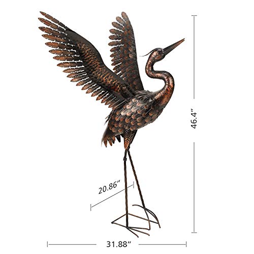 chisheen Garden Crane Statues for Outdoor Metal Yard Art Heron Statues Sculptures (Curved Neck)
