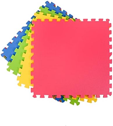 M.Y Extra Large Interlocking Foam Play Mat - 60x60cm Large Thick Multi Colour Soft EVA Baby Floor Tiles 4 Piece