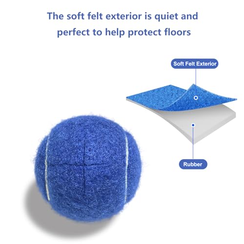 Image of Walker Tennis Balls, Precut Tennis Balls for Walkers, Walker Glide Balls for Chairs, Desks, Furniture Legs and Floor Protection, Heavy Duty Long Lasting Felt Pad Glide Coverings -4PCS Blue