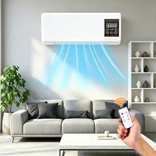 Ventilateur Mural Avec Télécommande,Climatiseur Mural Réversible Split,Climatiseur Sans Unité Extérieure,Air Conditioner,Ventilateur De Refroidissement Pour Cuisine,Chambre à Coucher (Blanc-1)