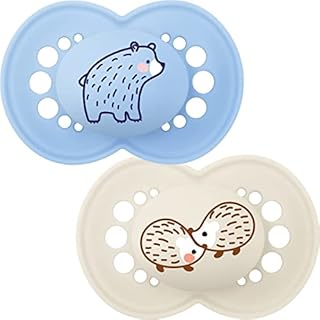 MAM Original Colours of Nature Soother 12+ (Bear and Hedgehog), Matt Baby Soother Set for Twelve Months+, MAM Soother Pack with Woodland Designs, Soother Pack with MAM Teats
