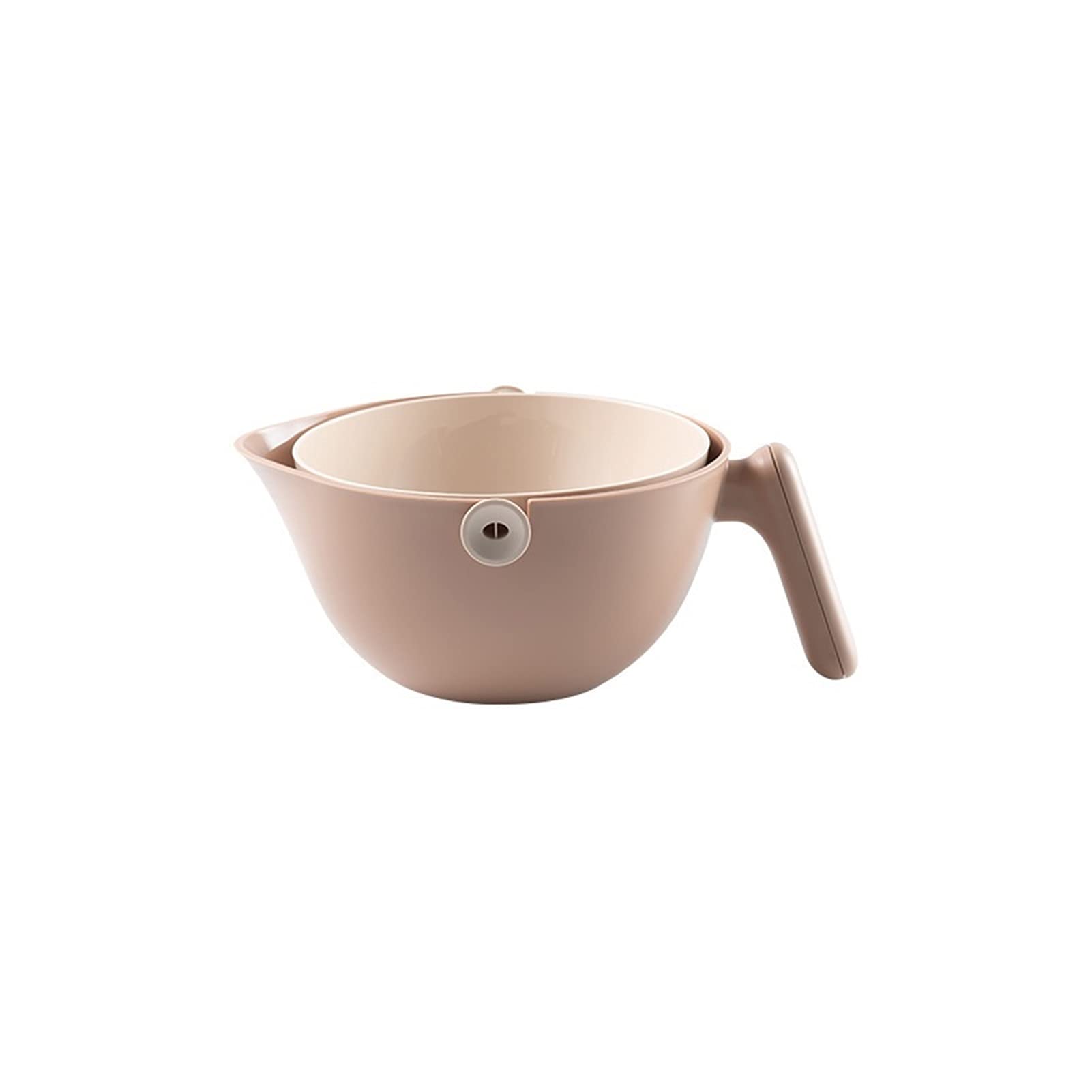 Colador de Cocina Cesta de Drenaje 2 en 1 Cocina Colador Multifunción Cocina Colador Drenaje Cesta de Cuenco Drenaje Giratorio Cuenca y Canasta con asa Colador de Lavado de Alimentos (Color : Beige)