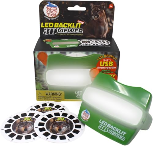 WARM FUZZY LED 3D Viewfinder (Forest) - Kids & Adults Classic Slide Viewer, 3D Reel Viewer, Retro Vintage Toys with 3 Reels - 21 High Definition 3D Images