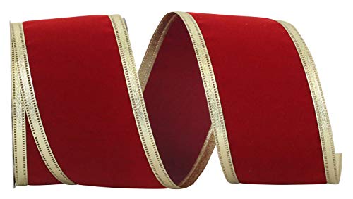 Reliant Ribbon Velvet Dynasty Wired Edge Ribbon, 2-1/2 Inch X 10 Yards, Scarlet