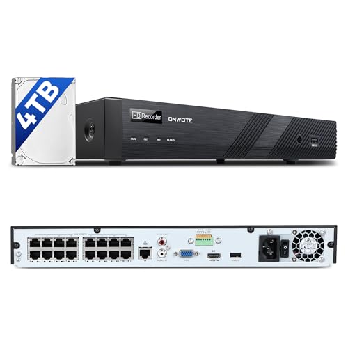 ONWOTE 12MP 16 Channel PoE NVR (Built-in 16 PoE Ports), 4TB HDD Included, Smart AcuSearch, Only Work with ONWOTE PoE IP Cameras, 16CH 6K 4K 8MP NVR Security Video Audio Recorder, 2 SATA Support 20TB by ONWOTE - Used condition - US$300.12