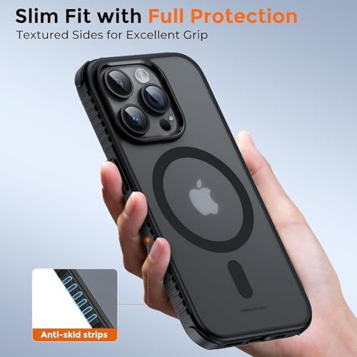 UNBREAKcable Magnetic Case for iPhone 15 Pro, [Compatible with MagSafe] [Non-Slip Grip] [Anti-Fingerprint] Translucent Matte Back & Soft TPU Bumper with Airbag Corners for iPhone 15 Pro 6.1" – Black by UNBREAKcable - Image 7