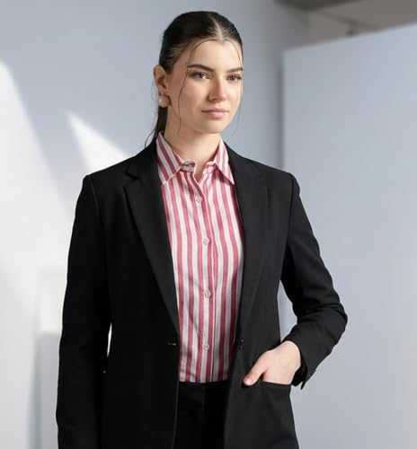 Image of Women's Cotton Striped Shirt | Casual Button Down Shirts for Women | Full Sleeve Stylish Office Wear Top | Regular Fit Color