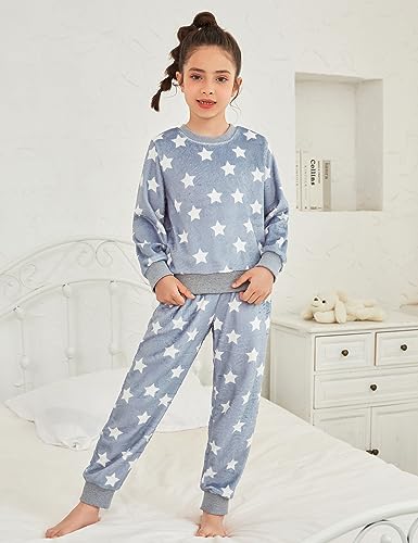 QPANCY Girls Pjs Set Two Piece Fleece Pajamas kids Fall Winter Long Sleeve pajamas Loungewear2