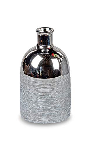 Edle Vase Blumenvase Tischvase Flunder Designvase in Nature - Silber Verschiedene Variationen (Flaschenvase)