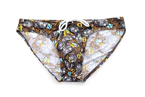 Arjen Kroos Men's Swim Briefs Swimsuit Sexy Print Swimwear Bikinis With Drawstring,A1-Black-Ck3005,X-Large #TOP7