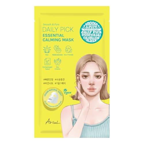 Image of Ariul Smooth & Pure Daily Pick Essential Calming Mask, Soothing & Hydrating Sheet Mask for Sensitive Skin, Korean Skincare Face Mask, 20ml