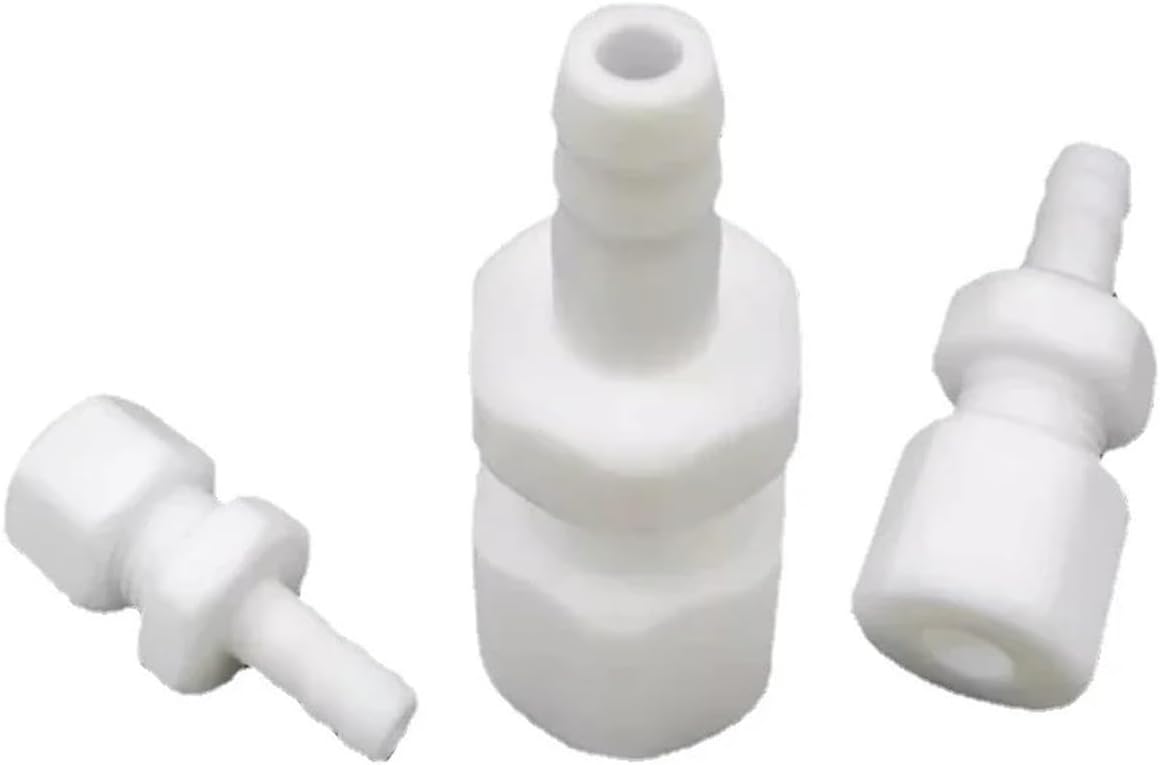 1/8" 1/4" 3/8" 1/2" 4 6 8 10 12mm Tube Compresion Union to Hose Barb Reducer PTFE Transfer Connector Coupler(8mm to 8mm)