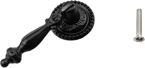 Miniatura 7 de 4 tiradores de lágrima colgantes antiguos decorativos para gabinete, cajón, armario, tocador, joyero con tornillos (negro, 2.6 x 1.1 pulgadas)