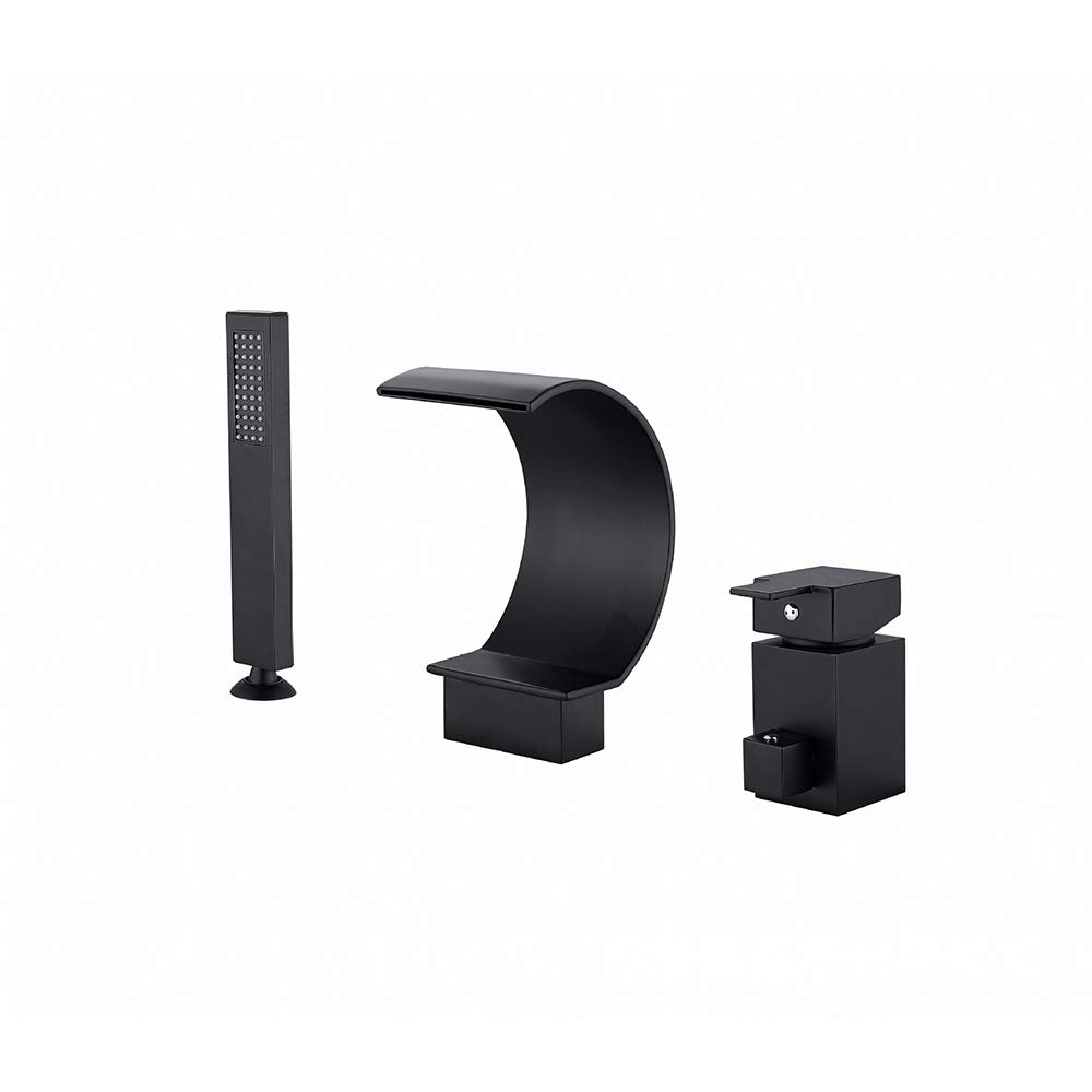 Robinet cascade baignoire noir chic pour salle de bain moderne à 3 trous