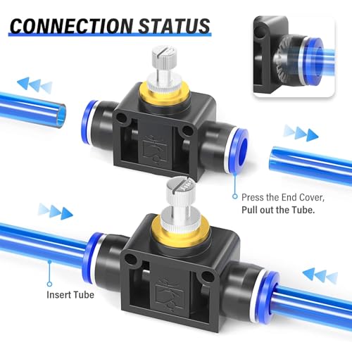 TAILONZ PNEUMATIC Air Flow Control Valve with Push-to-Connect Fitting, in-Line Speed Controller Union Straight - 4MM Tube OD x 4MM Tube OD SCF-4 （Pack of 5） by TAILONZ PNEUMATIC - Image 6