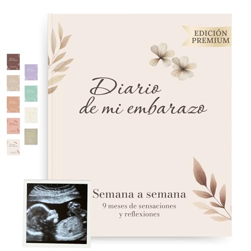 HuBorns - Diario Embarazo para Capturar Semanalmente cada Momento, Espacio para Fotos y Ecografías, Libro Embarazo Recuerdos Especiales, Diario de Embarazo Español para Organizar y Preparar el Parto