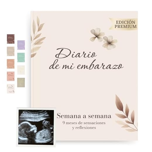 HuBorns - Diario Embarazo para Capturar Semanalmente cada Momento, Espacio para Fotos y Ecografías, Libro Embarazo Recuerdos Especiales, Diario de Embarazo Español para Organizar y Preparar el Parto