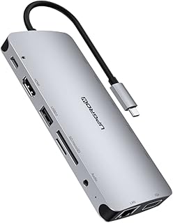 USB C Docking Station, MacBook HDMI Adapter 13-in-1 UPGROW Type-C Hub with 4K HDMI,VGA,USB 3.0&2.0, USB C/F, PD Charger, SD/TF, RJ45, Aux, USB C Ethernet Adapter Splitter for Most Type C Laptops