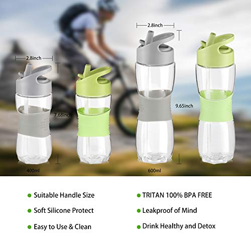 Sivaphe Clear Water Bottle with Straw 12 oz Portable Tritan Transparent Sports Drinking Bottle for School Girls Boys Green by Sivaphe - Used condition - Image 4