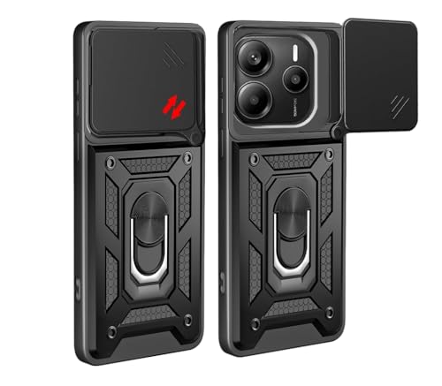Image of Tough Armor Bumper Back Cover Case for Mi Redmi Note 14 5G | Sliding Camera Cover, Kickstand & Ring Holder 360 Degree Protection Back Cover for Mi Redmi Note 14 5G