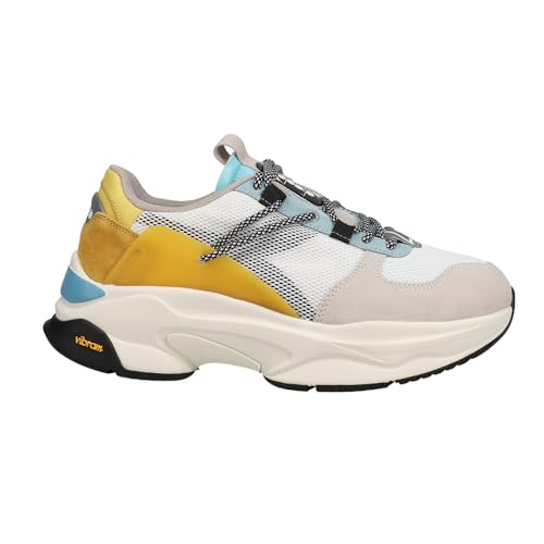 Diadora Mens Terrena Nylon Lace Up Sneakers Shoes Casual - Grey, White, Yellow - Size 6 M