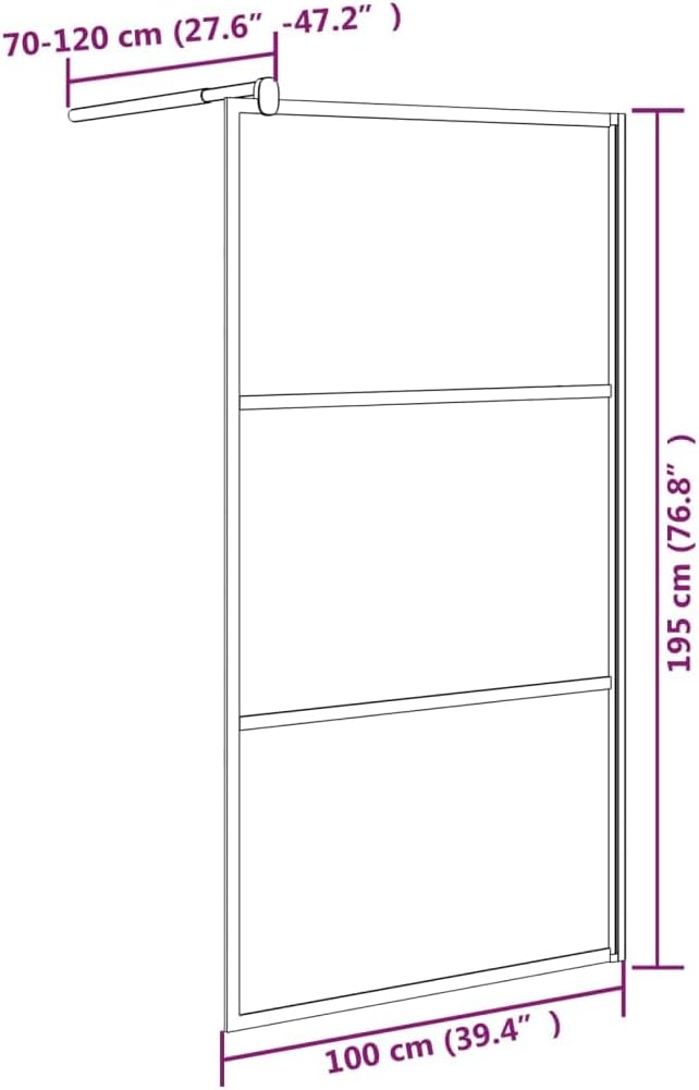 Panel de Pared para Ducha sin Marco de Vidrio ESG Esmerilado 39,4" x 76,8" - Marco Negro Fijo, Fácil de Limpiar, Solución Estilizada para Puerta de Baño miniatura 2