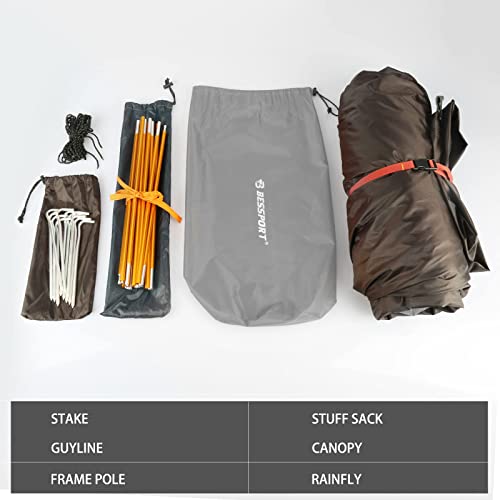 Bessport Backpacking Tent 1-2 Person Ultralight Camping Tent Waterproof Two Doors Tent Instant Setup – Less Than 1 Min For Camping, Hiking Mountaineering Expeditions (2P-Light Grey) #TOP5