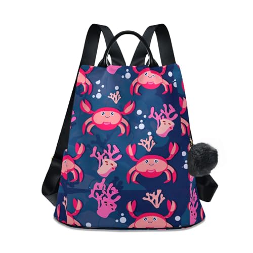 Sac à dos femme motif crabe rouge avec sécurité antivol