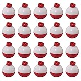 ZZHXSM Fishing Bobber 20PCS Red and White ABS Plastic Snap-on Fishing Floats Bobber Round Buoy Fishing Tackle Accessories 13mm/0.5Inch