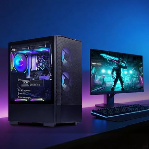 Image of Gaming Desktop PC AMD R5 9600X 3.7GHz, GeForce RTX 5060 8GB GDDR6, 32GB DDR5 6000MHz RAM, 1TB NVMe SSD, 240mm Liquid Cooler, 7 ARGB Fans, Wi-Fi,Prebuilt Gaming Computer