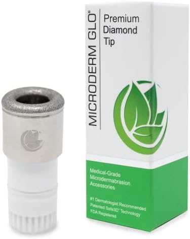 Microderm GLO Premium Diamond Microdermabrasion Tips by Microderm GLO - Medical Grade Stainless Steel Accessories, Patented Safe3D Technology, Safe for All Skin Types. (Premium)