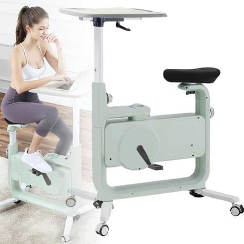 Bicicleta estática con escritorio, resistencia magnética de 8 niveles, diseño plegable para entrenamiento cardiovascular en casa, asiento ajustable para fitness en interiores