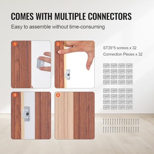 VEVOR Akustikpaneele 8er-Set, Akustikplatten, 2450 x 166 mm, WPC-Akzent-Wandpaneele aus Holz für moderne Innenwände, Wandpaneele in Holzoptik für stilvolles Dekor und Geräuschreduzierung, Schwarznuss